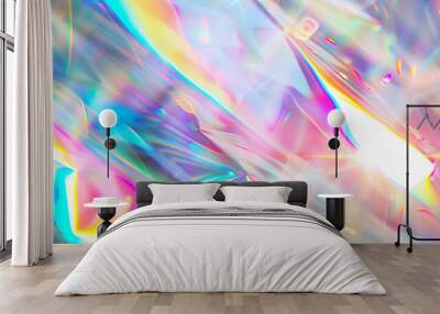 abstract aesthetic colorful sunlight flares, beautiful wallpaper, background with light refraction and reflection in the lens, bright, iridescent, light overlay, refraction  Wall mural