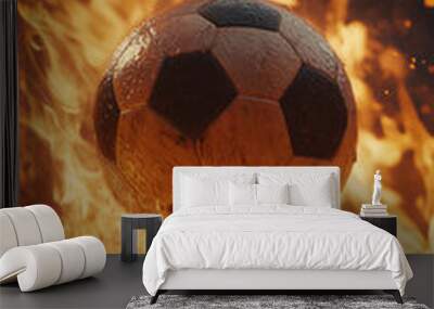 Soccer Ball in Flames Wall mural