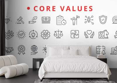 Simple set of core values ​​icons set in a full vector diagram style. Wall mural