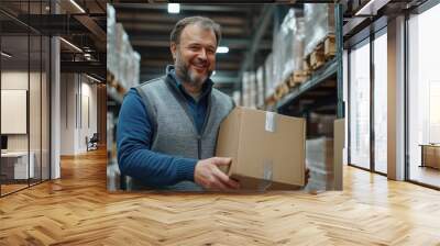 The warehouse worker with package Wall mural