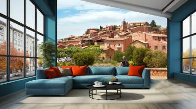 View of the medieval village Roussillon, Luberon Wall mural