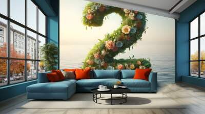 2 create with leafs and flowers. Wall mural