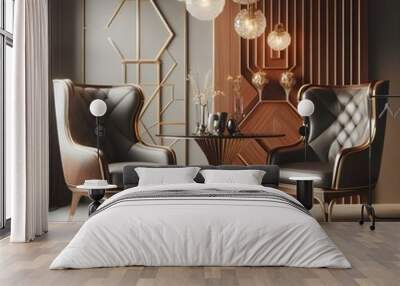 luxury living interior and two chair  Wall mural