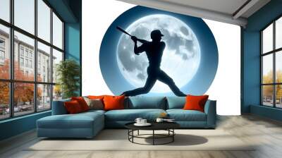 silhouette of a baseball batter Wall mural