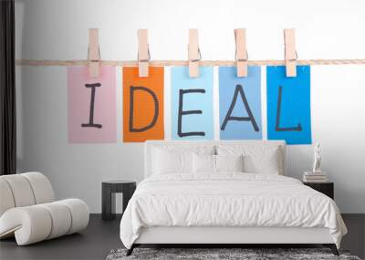 Ideal, Colorful words hang on rope Wall mural