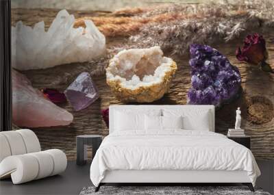 Alternative crystal healing or witchcraft set up Wall mural