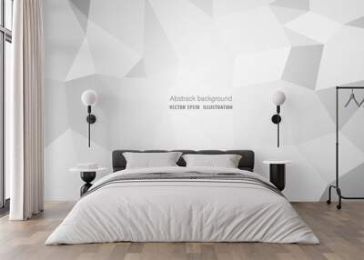 Abstract geometric white and gray polygon or lowpoly vector technology concept background. Wall mural