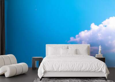 Copy space summer blue sky and white cloud abstract background. Wall mural