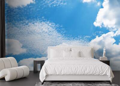 Copy space summer blue sky and white cloud background. Wall mural