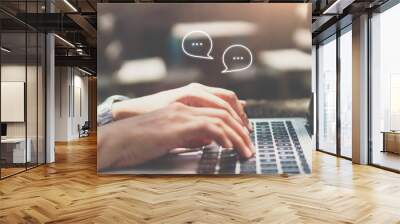 Woman hand use computer to chat or communicate in social media. Wall mural