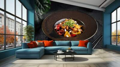 Gourmet asian stir-fry vegetable dish Wall mural