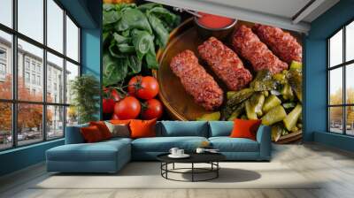 Meat rolls mititei or mici traditional romanian food Wall mural