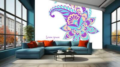 Paisley isolated pattern. Vintage illustration in batik style Wall mural