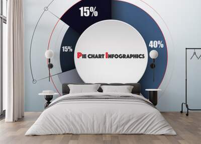 Business colorful pie chart template with big circle in the center. Background for your documents, web sites, reports, presentations and infographics Wall mural