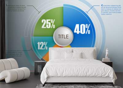 Business colorful pie chart template with circle in the center. Background for your documents, web sites, reports, presentations and infographics Wall mural