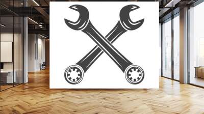 Two crossed battleaxes, battle axes. Black on white flat vector illustration, logo element isolated on white background Wall mural