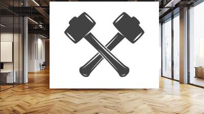 Two crossed battleaxes, battle axes. Black on white flat vector illustration, logo element isolated on white background Wall mural