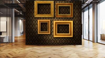 Gold frames damask wall Wall mural