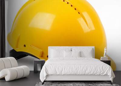 Modern yellow hard hat protective safety helmet with drop shadow isolated Wall mural