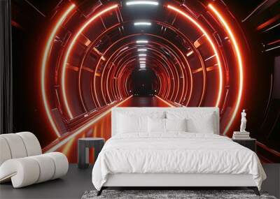 3D render of a red futuristic background Wall mural