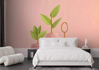 A 3D icon of a cute first place in a clay style inspired by Morandi. Wall mural