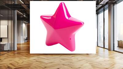 A playful glossy pink star isolated. Wall mural