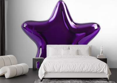 A playful shiny purple star isolated. Wall mural