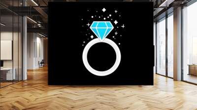 diamond ring illustration on black background Wall mural