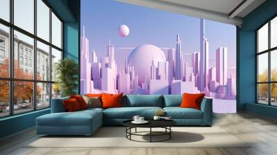 futuristic cityscape Wall mural