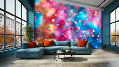 Party decorations with colorful streamers and confetti to add some fun and joy to the fabric. Wall mural