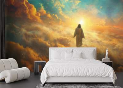 Ascension day of jesus christ or resurrection day of the son of god ascension day concept in church. Generative Ai Wall mural