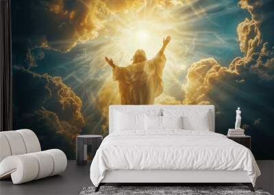 Ascension day of jesus christ or resurrection day of the son of god ascension day concept in church. Generative Ai Wall mural