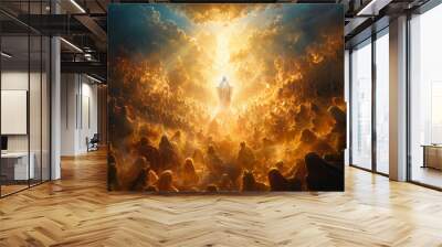 Ascension day of jesus christ or resurrection day of the son of god ascension day concept in church. Generative Ai Wall mural