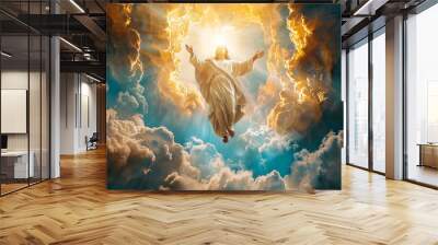 Ascension day of jesus christ or resurrection day of the son of god ascension day concept in church. Generative Ai Wall mural