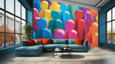 Colourful people diversity concept office workplace. Generative AI Wall mural