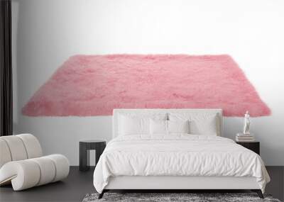 Pink furry carpet. Isolated Wall mural