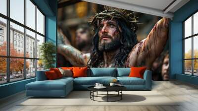 The good friday scene with jesus christ. Generative AI Wall mural