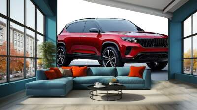 Red SUV with Black Roof and Rims Wall mural