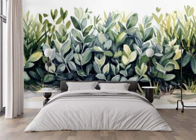 Watercolor style green plants Wall mural