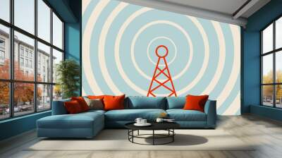  Transmitter vector icon, retro colors Wall mural