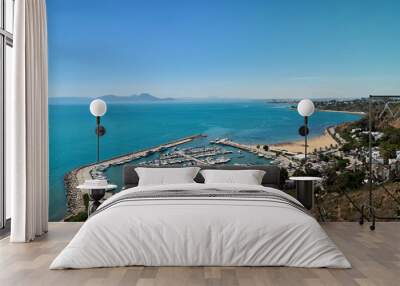 Gorgeous view from the mountain of Sidi Bou Said Wall mural