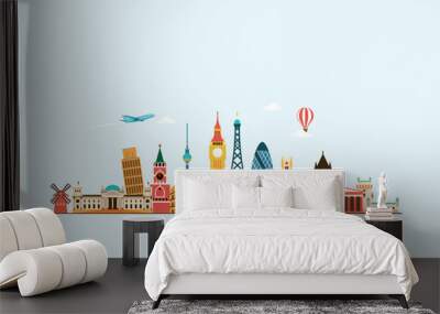 Europe skyline. Travel and tourism background.  Wall mural