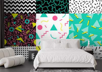 Set of retro vintage 80s fashion style  Wall mural