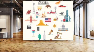 USA. Famous places and landmarks. Wall mural