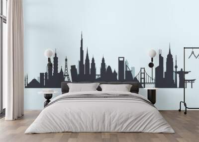 world skyline silhouette. travel and tourism background. Wall mural