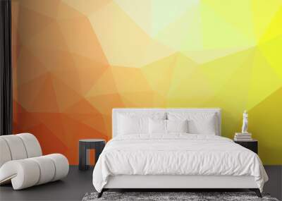 Yellow Orange Background with triangle square geometric pattern.bright poly abstract background texture.	 Wall mural