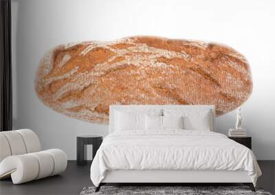 Whole rye bread on a white background Wall mural