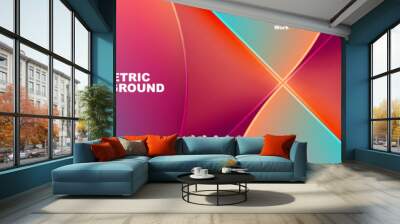 a colorful geometric background with a gradient of red and blue . High quality Wall mural