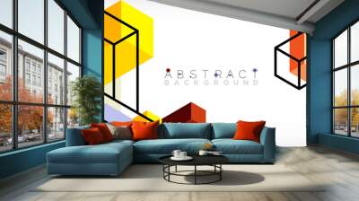 Abstract background. 3d cubes, cubic elements and blocks. Techno or business concept for wallpaper, banner, background, landing page Wall mural