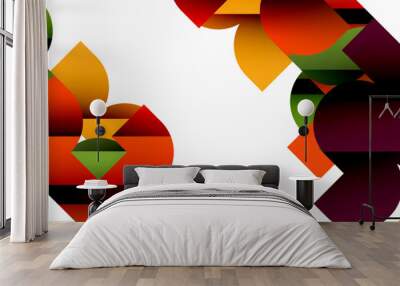 Abstract background. Colorful geometric curve shapes with black shadow lines effects Wall mural